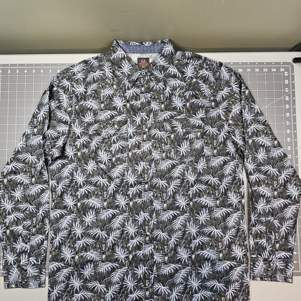 Moonshine Spirit Shirt Large Western Pearl Snap Floral Cowboy Electric Rodeo